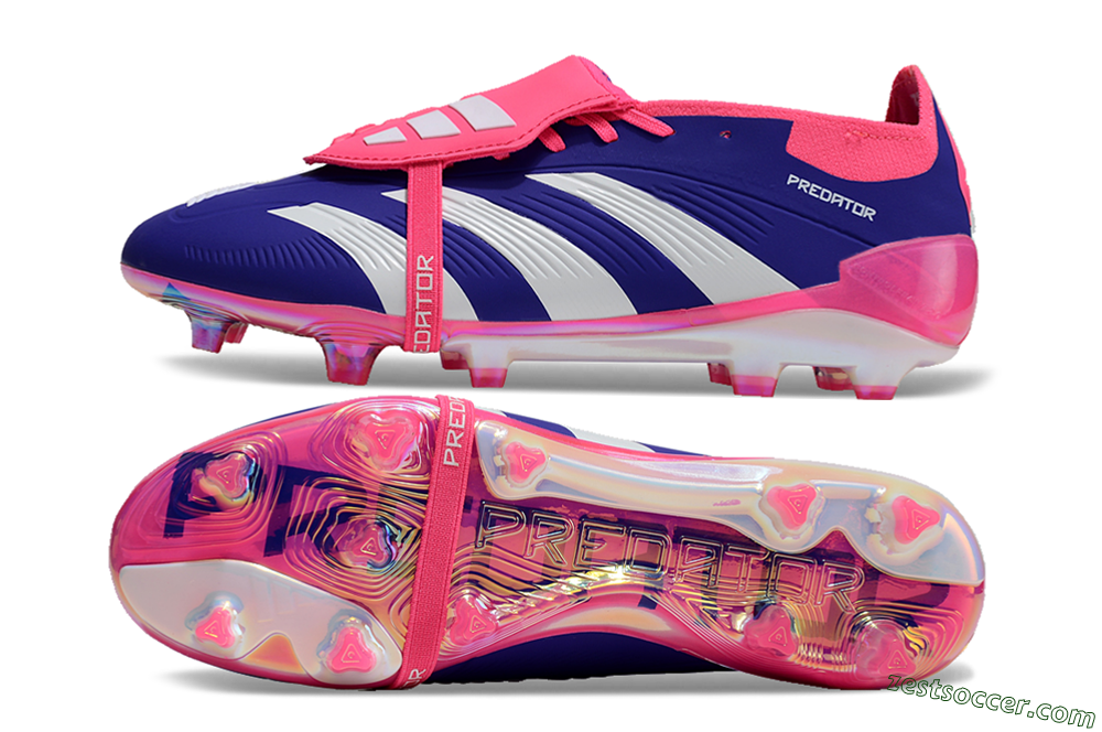 Adidas Predator Elite Foldover Tongue FG Low-Tops Soccer Cleats - Blue/White/Pink/Gold 1