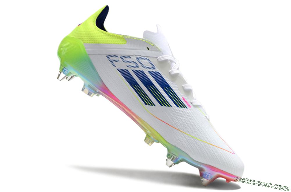Adidas F50 Elite SG Low-Tops Soccer Cleats - White/Pink/Yellow/Blue 4