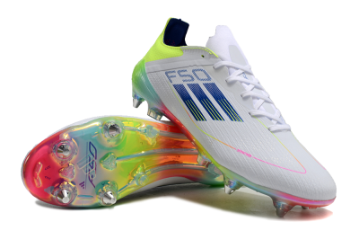 Adidas F50 Elite SG Low-Tops Soccer Cleats - White/Pink/Yellow/Blue