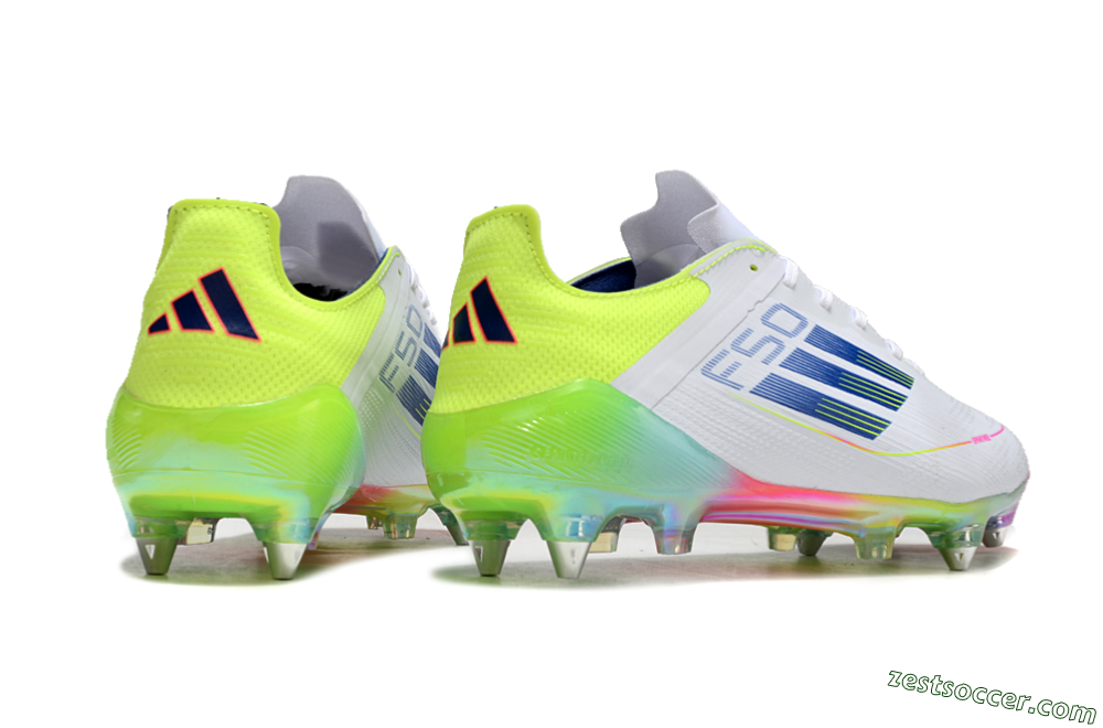 Adidas F50 Elite SG Low-Tops Soccer Cleats - White/Pink/Yellow/Blue 6