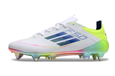 Adidas F50 Elite SG Low-Tops Soccer Cleats - White/Pink/Yellow/Blue