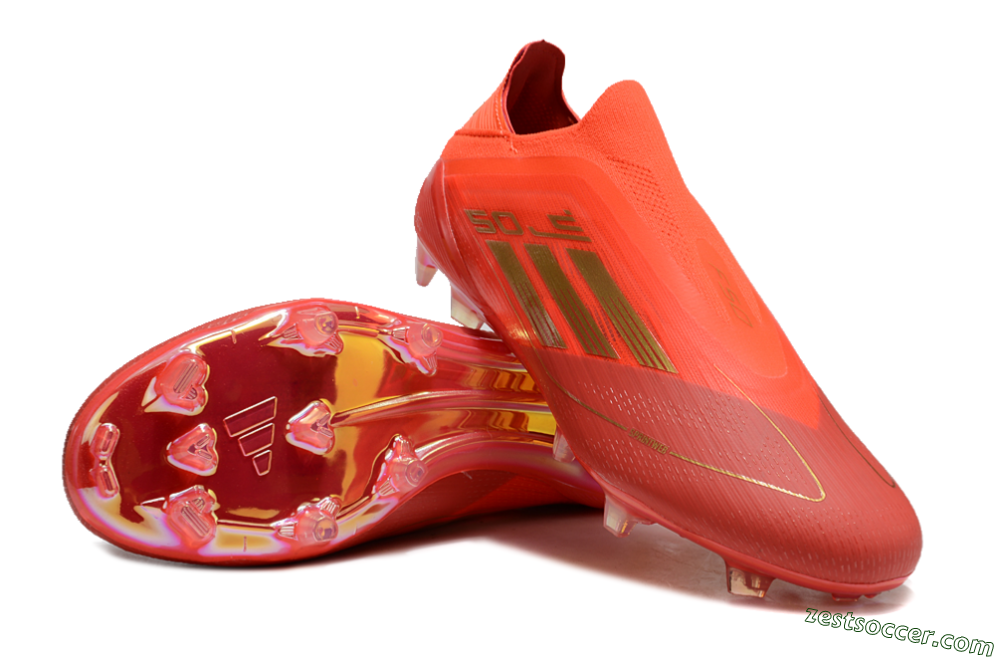 Adidas F50 Elite FG Low-Tops Soccer Cleats - Red/Gold 3