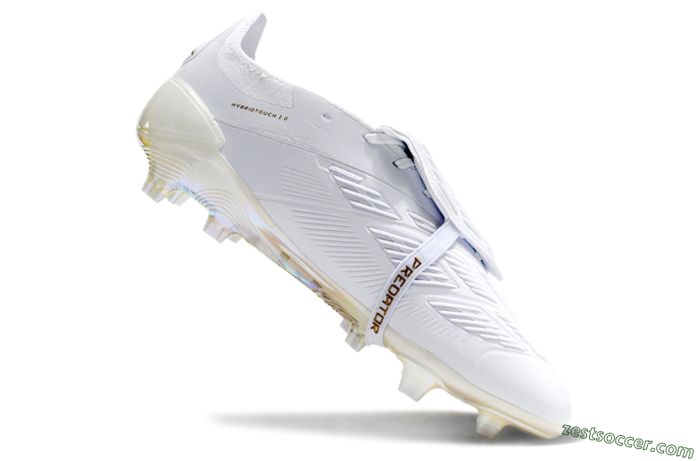 Adidas Predator Elite Foldover Tongue FG Low-Tops Soccer Cleats - White/Gold/Beige 4