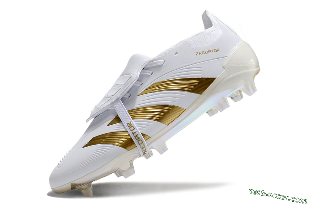 Adidas Predator Elite Foldover Tongue FG Low-Tops Soccer Cleats - White/Gold/Beige 5