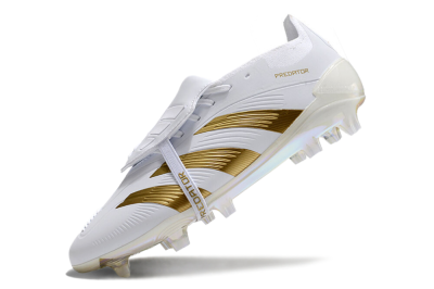 Adidas Predator Elite Foldover Tongue FG Low-Tops Soccer Cleats - White/Gold/Beige