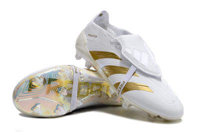 Adidas Predator Elite Foldover Tongue FG Low-Tops Soccer Cleats - White/Gold/Beige