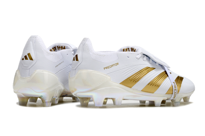 Adidas Predator Elite Foldover Tongue FG Low-Tops Soccer Cleats - White/Gold/Beige