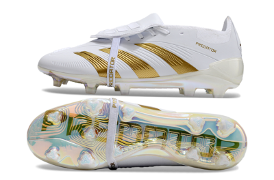 Adidas Predator Elite Foldover Tongue FG Low-Tops Soccer Cleats - White/Gold/Beige