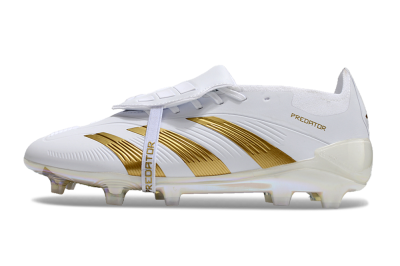 Adidas Predator Elite Foldover Tongue FG Low-Tops Soccer Cleats - White/Gold/Beige