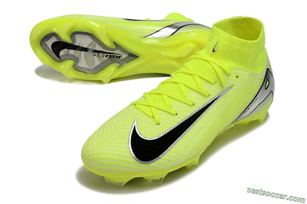 Nike Air Zoom Mercurial Superfly 16 Elite FG High-Tops Soccer Cleats - Yellow/Sliver/Black 2