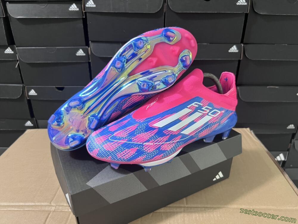 Adidas F50+ Lightstrike Pro Laceless FG Low-Tops Soccer Cleats - Pink/Blue/White