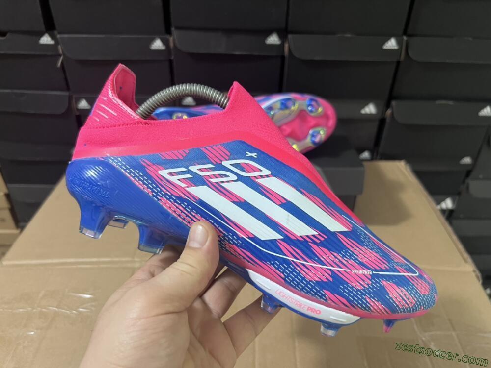 Adidas F50+ Lightstrike Pro Laceless FG Low-Tops Soccer Cleats - Pink/Blue/White