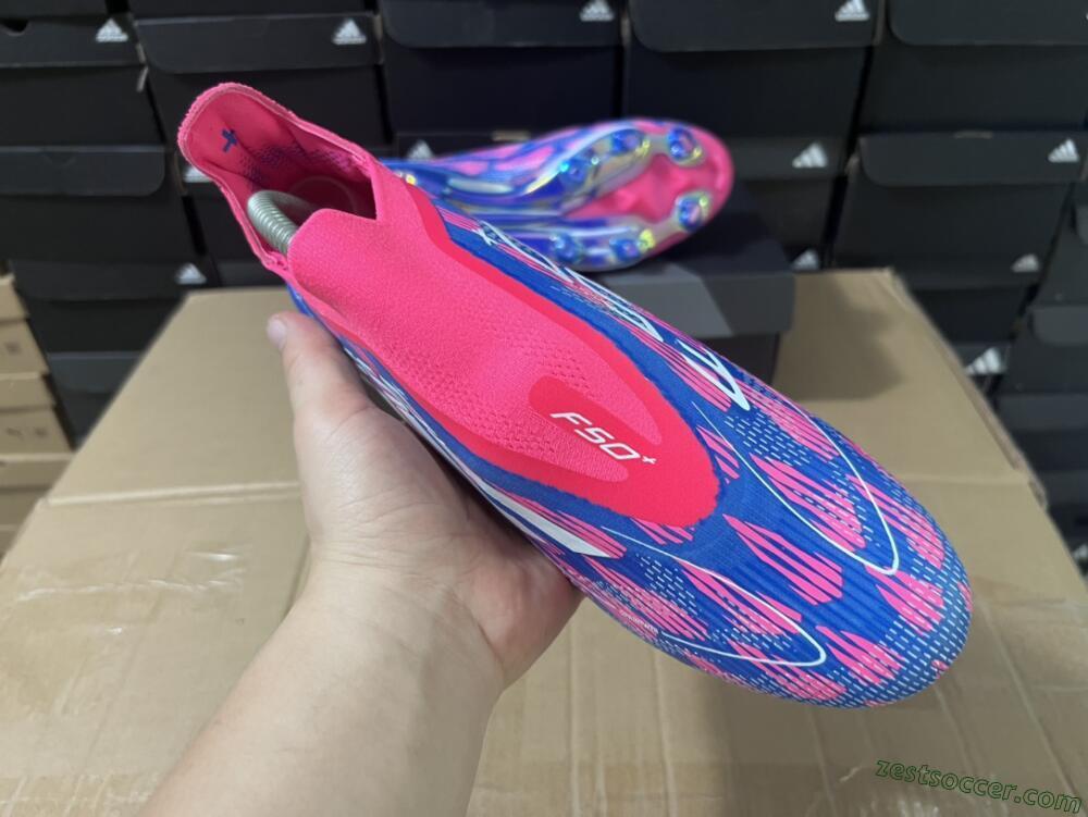 Adidas F50+ Lightstrike Pro Laceless FG Low-Tops Soccer Cleats - Pink/Blue/White
