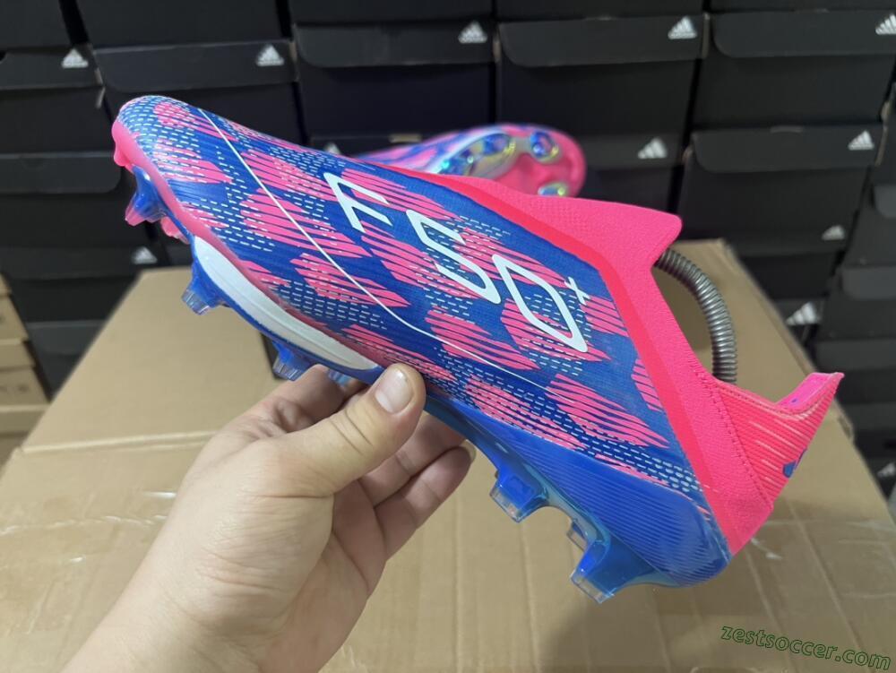 Adidas F50+ Lightstrike Pro Laceless FG Low-Tops Soccer Cleats - Pink/Blue/White