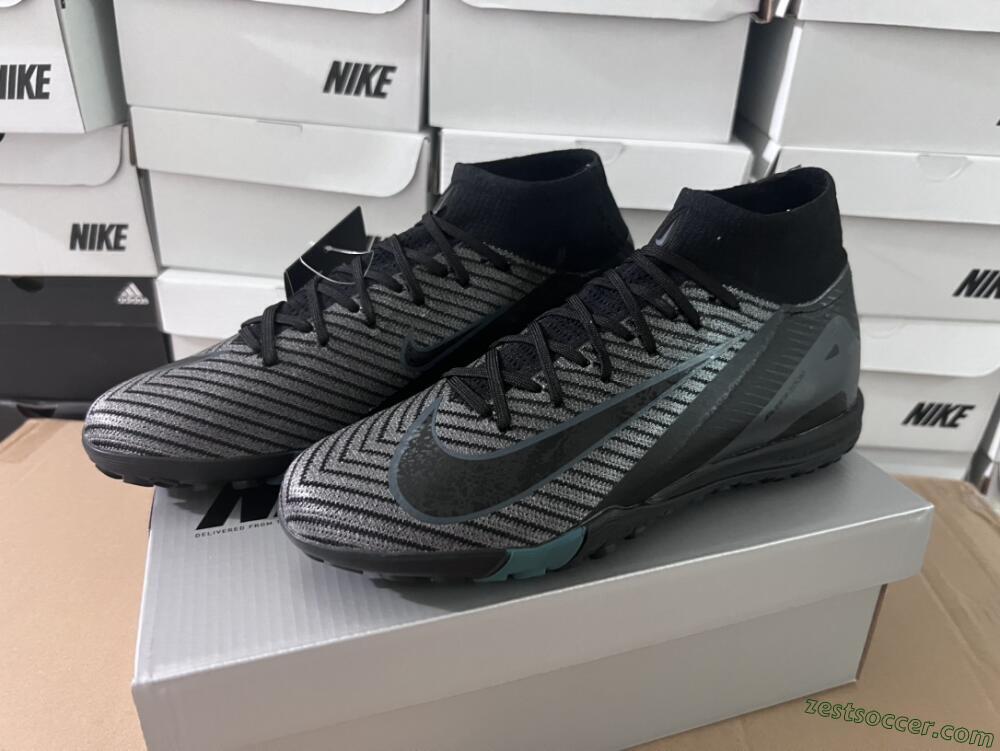 Nike Air Zoom Mercurial Superfly 10 Elite TF High-Tops Soccer Shoes - Black/Green/Silver