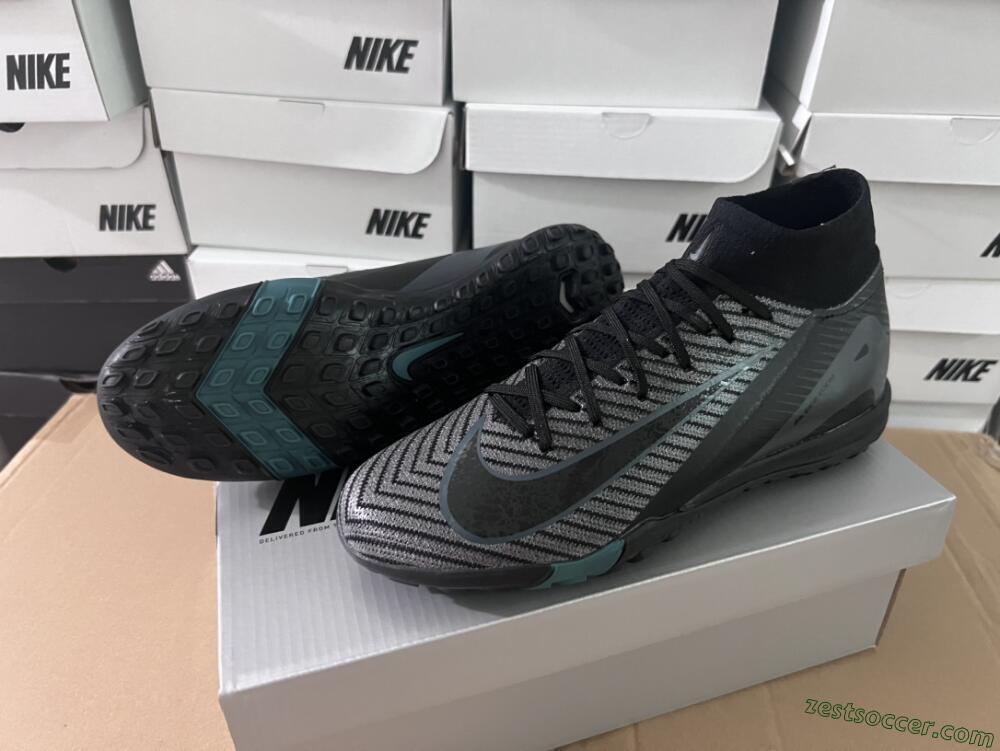Nike Air Zoom Mercurial Superfly 10 Elite TF High-Tops Soccer Shoes - Black/Green/Silver