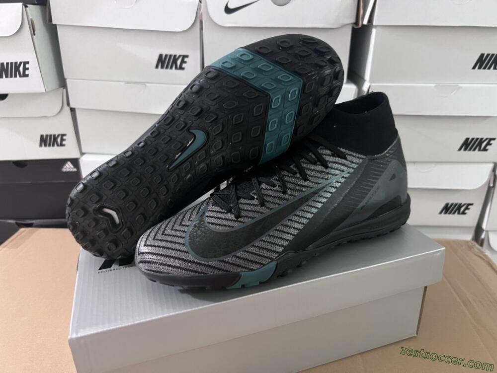 Nike Air Zoom Mercurial Superfly 10 Elite TF High-Tops Soccer Shoes - Black/Green/Silver