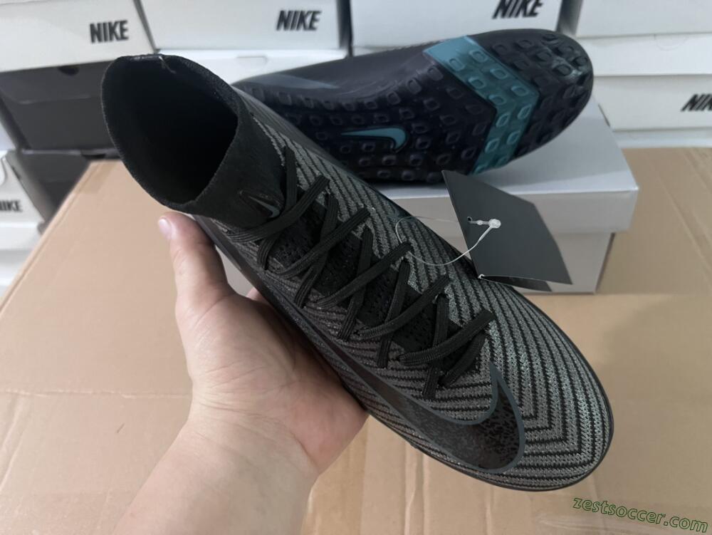 Nike Air Zoom Mercurial Superfly 10 Elite TF High-Tops Soccer Shoes - Black/Green/Silver