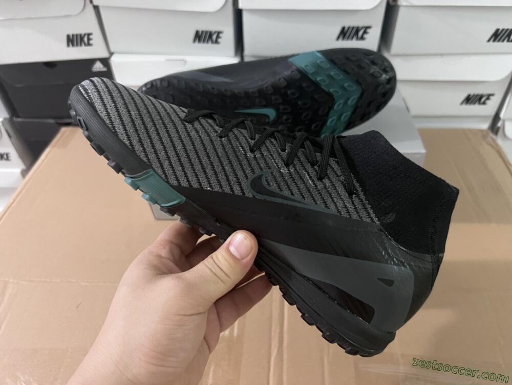 Nike Air Zoom Mercurial Superfly 10 Elite TF High-Tops Soccer Shoes - Black/Green/Silver