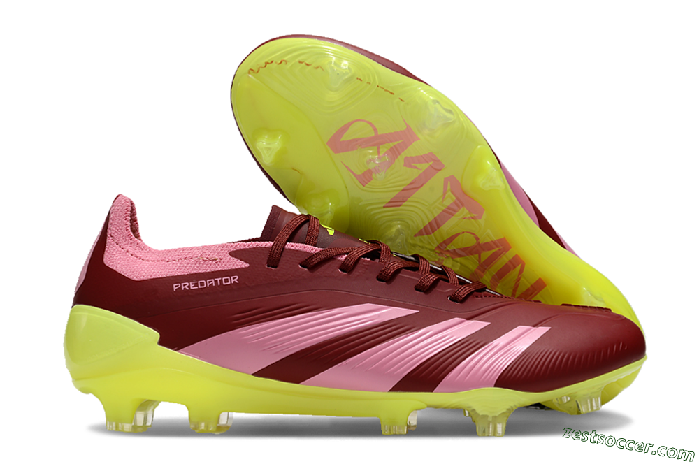 Adidas Predator 24 Elite FG Low-Tops Soccer Cleats - Red/Pink/Yellow 0