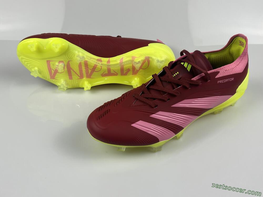 Adidas Predator 24 Elite FG Low-Tops Soccer Cleats - Red/Pink/Yellow