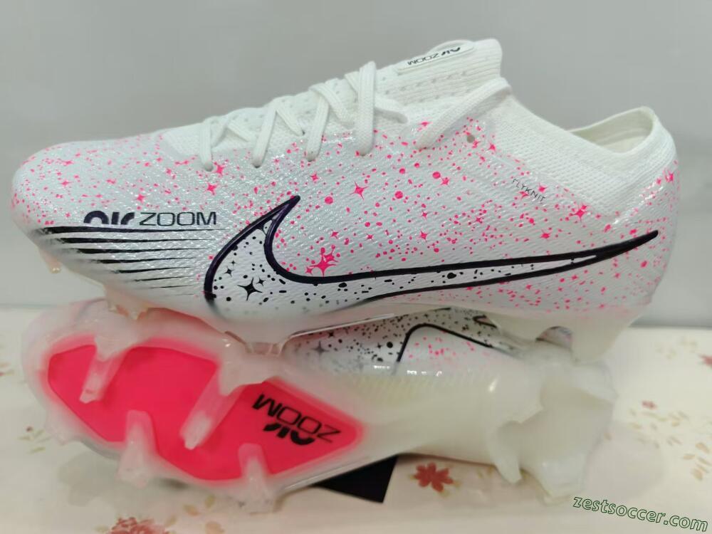Nike Air Zoom Mercurial Vapor 15 Elite FG Low-Tops Soccer Cleats - White/Pink/Black