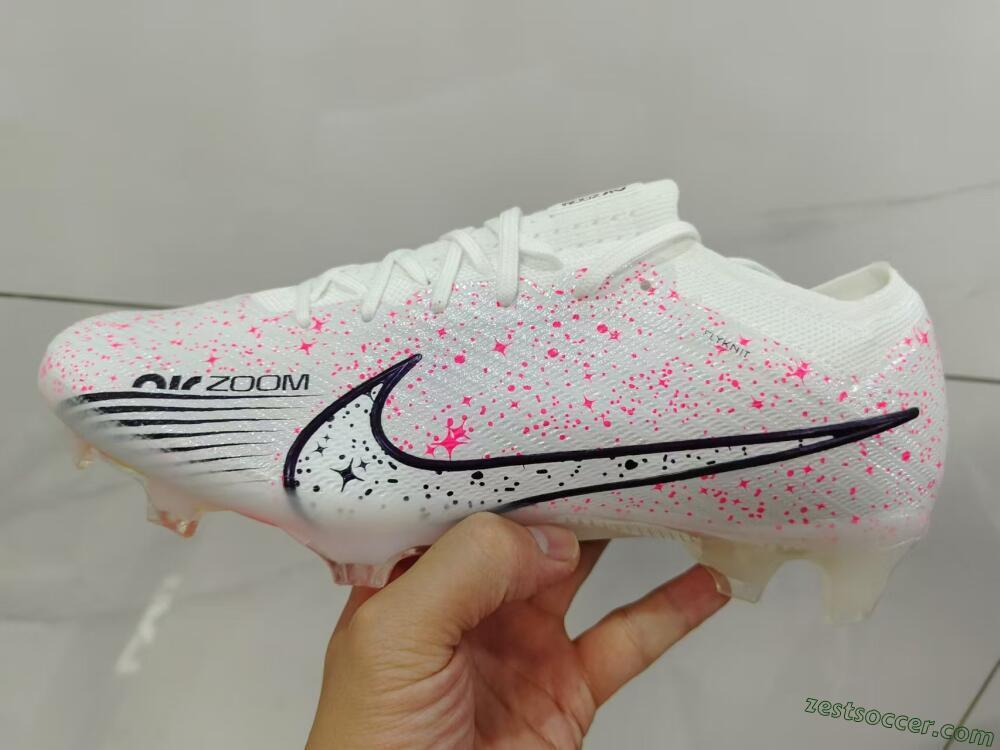 Nike Air Zoom Mercurial Vapor 15 Elite FG Low-Tops Soccer Cleats - White/Pink/Black