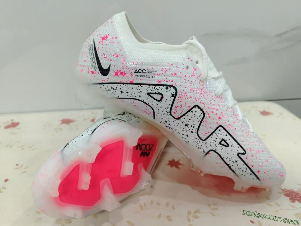 Nike Air Zoom Mercurial Vapor 15 Elite FG Low-Tops Soccer Cleats - White/Pink/Black