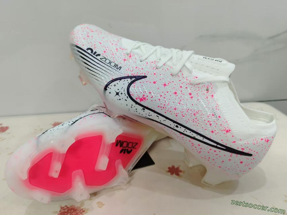 Nike Air Zoom Mercurial Vapor 15 Elite FG Low-Tops Soccer Cleats - White/Pink/Black