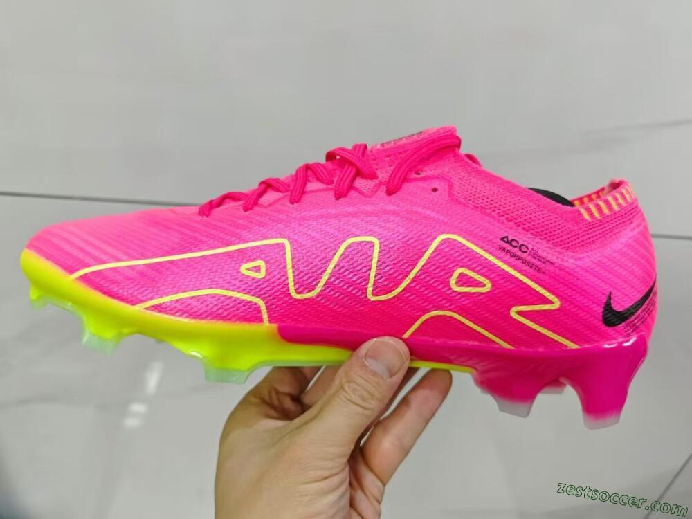 Nike Air Zoom Mercurial Vapor 15 Elite FG Low-Tops Soccer Cleats - Pink/Green/Black