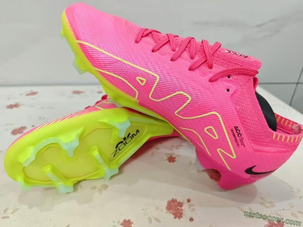Nike Air Zoom Mercurial Vapor 15 Elite FG Low-Tops Soccer Cleats - Pink/Green/Black