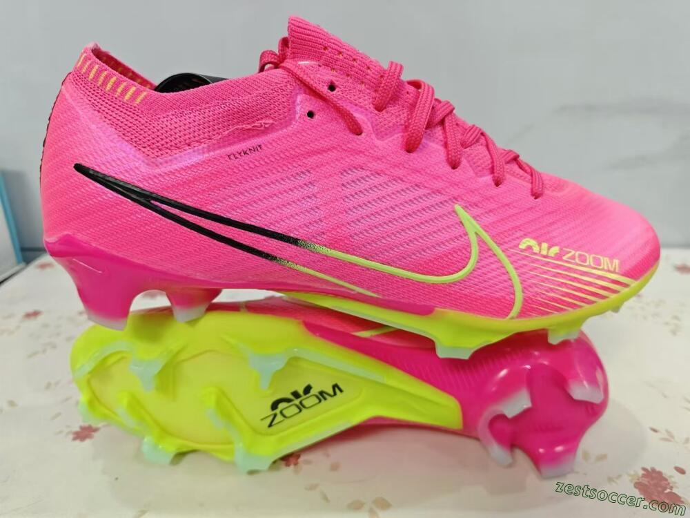 Nike Air Zoom Mercurial Vapor 15 Elite FG Low-Tops Soccer Cleats - Pink/Green/Black