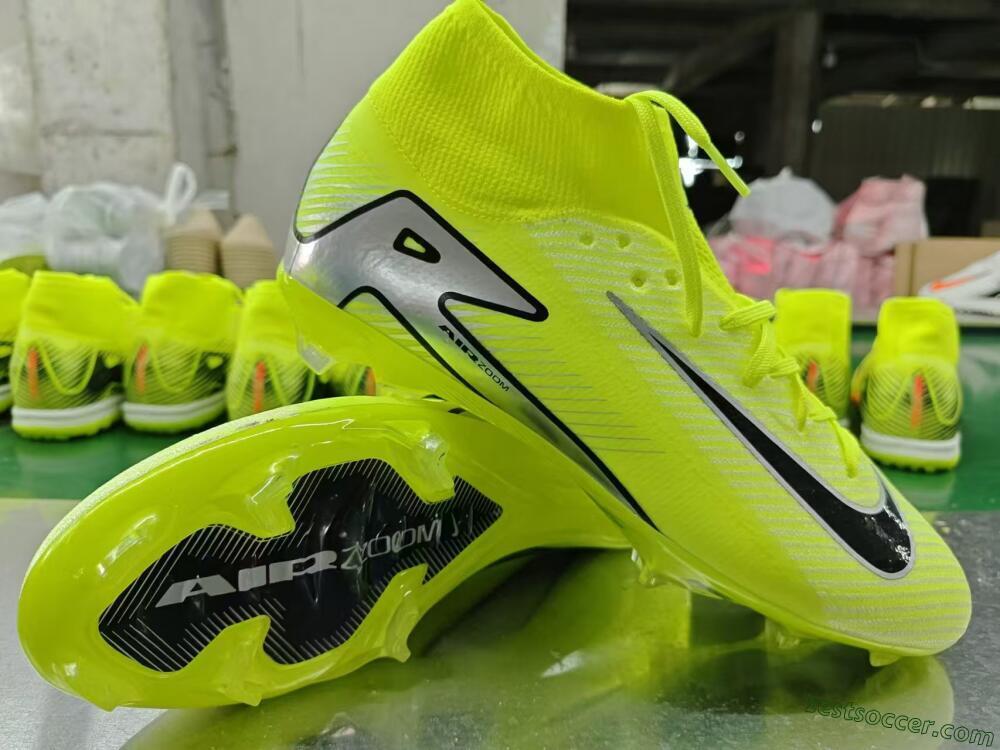 Nike Air Zoom Mercurial Superfly 16 Elite FG High-Tops Soccer Cleats - Yellow/Sliver/Black
