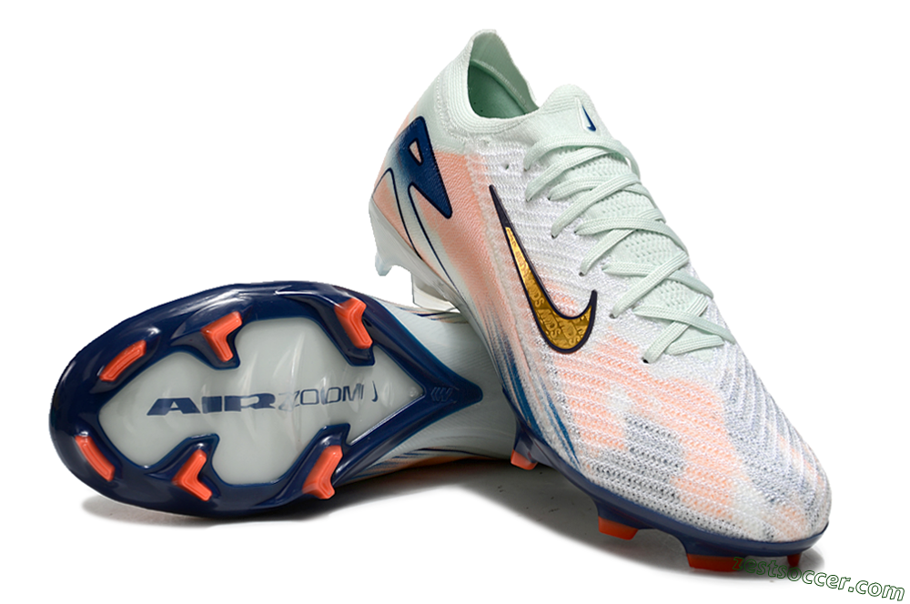 Nike Air Zoom Mercurial Vapor 16 Elite FG Low-Tops Soccer Cleats - White/Pink/Blue 1