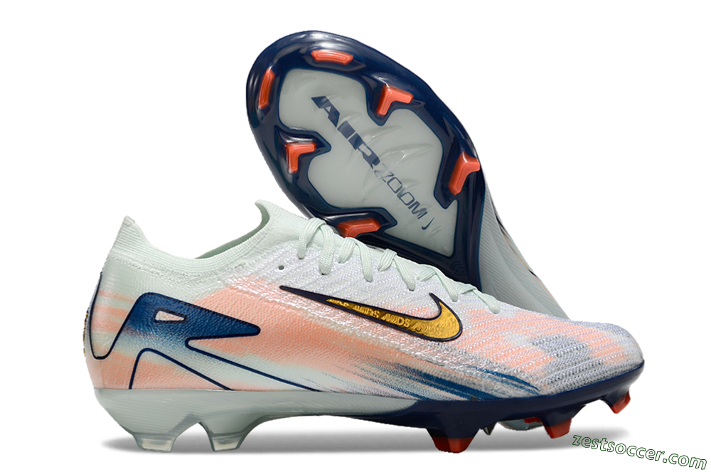 Nike Air Zoom Mercurial Vapor 16 Elite FG Low-Tops Soccer Cleats - White/Pink/Blue 0