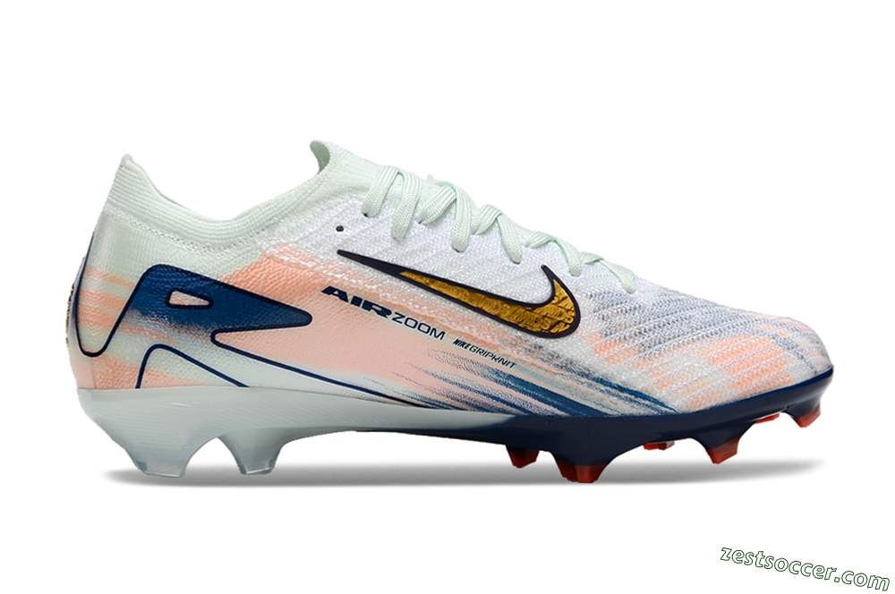 Nike Air Zoom Mercurial Vapor 16 Elite FG Low-Tops Soccer Cleats - White/Pink/Blue 4
