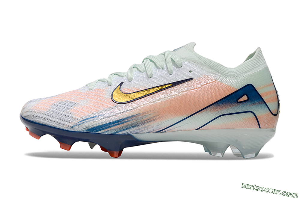 Nike Air Zoom Mercurial Vapor 16 Elite FG Low-Tops Soccer Cleats - White/Pink/Blue 2