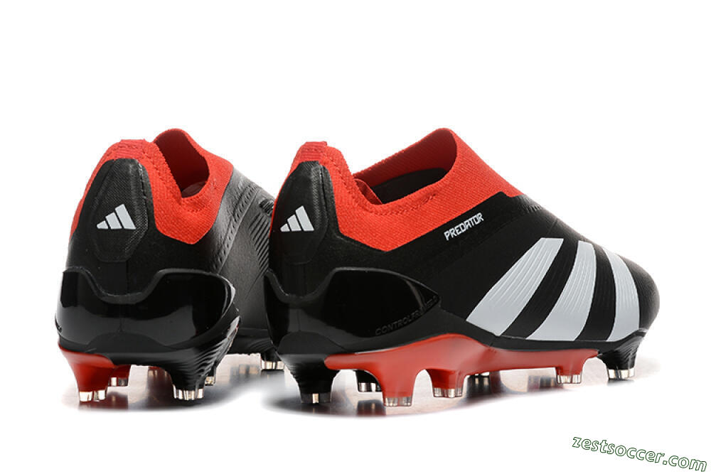 Adidas Predator Elite Laceless FG Low-Tops Soccer Cleats - Black/White/Red 9