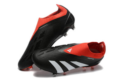 Adidas Predator Elite Laceless FG Low-Tops Soccer Cleats - Black/White/Red