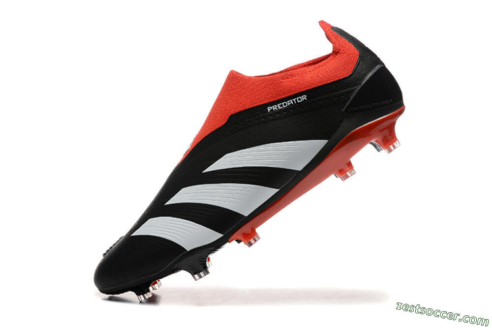 Adidas Predator Elite Laceless FG Low-Tops Soccer Cleats - Black/White/Red 8