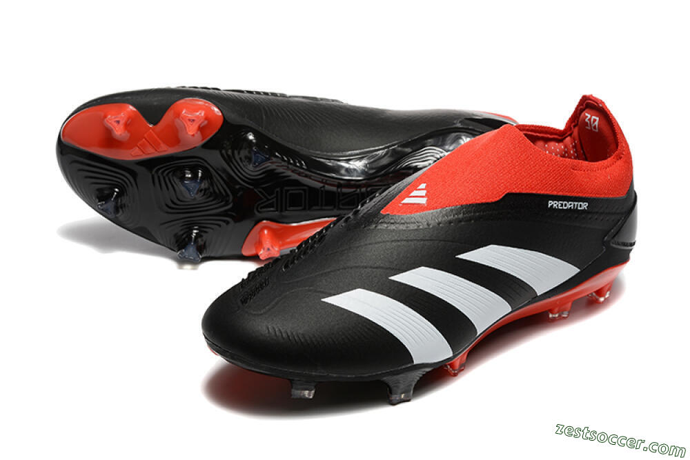 Adidas Predator Elite Laceless FG Low-Tops Soccer Cleats - Black/White/Red 3