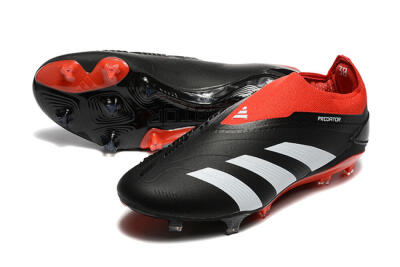Adidas Predator Elite Laceless FG Low-Tops Soccer Cleats - Black/White/Red