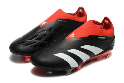 Adidas Predator Elite Laceless FG Low-Tops Soccer Cleats - Black/White/Red