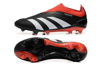 Adidas Predator Elite Laceless FG Low-Tops Soccer Cleats - Black/White/Red