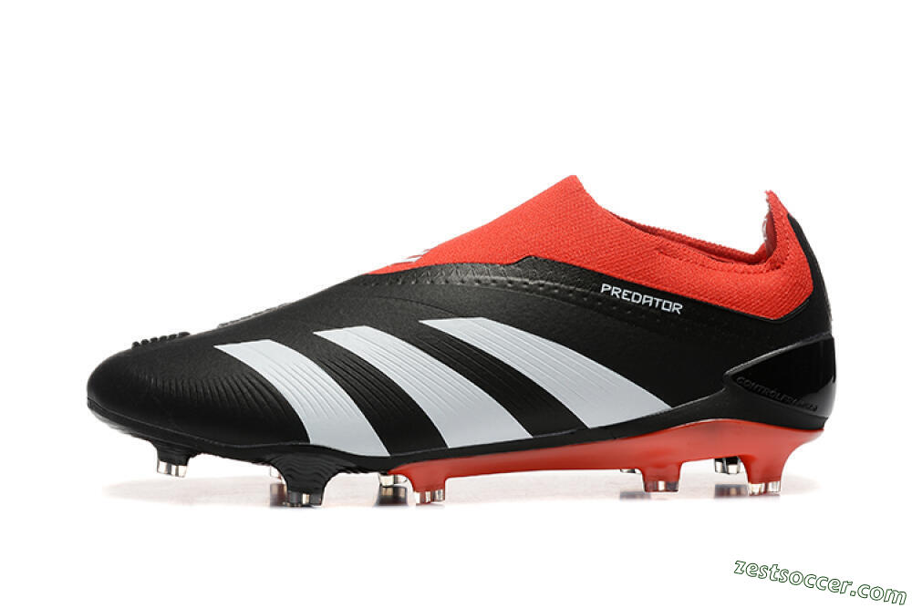 Adidas Predator Elite Laceless FG Low-Tops Soccer Cleats - Black/White/Red 2