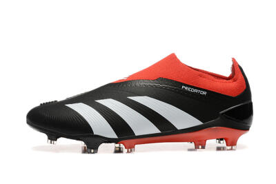 Adidas Predator Elite Laceless FG Low-Tops Soccer Cleats - Black/White/Red