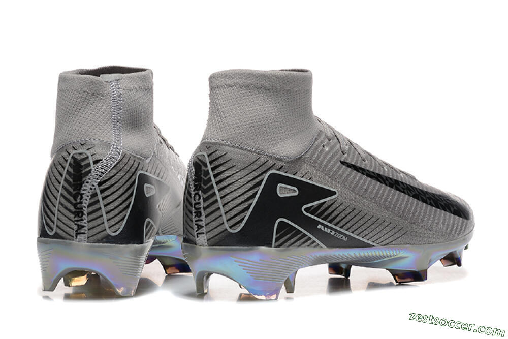 Nike Air Zoom Mercurial Superfly 10 Elite FG High-Tops Soccer Cleats - Grey/Black/White/Gold 9