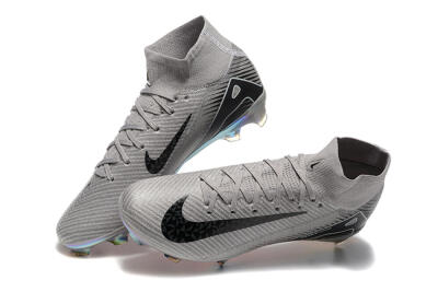 Nike Air Zoom Mercurial Superfly 10 Elite FG High-Tops Soccer Cleats - Grey/Black/White/Gold