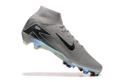 Nike Air Zoom Mercurial Superfly 10 Elite FG High-Tops Soccer Cleats - Grey/Black/White/Gold
