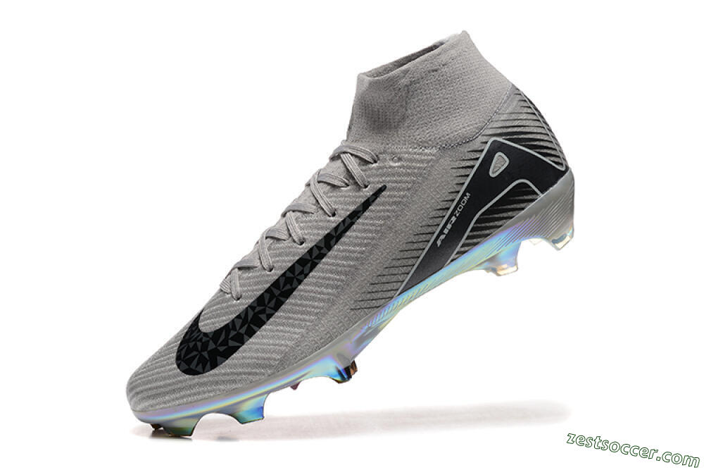 Nike Air Zoom Mercurial Superfly 10 Elite FG High-Tops Soccer Cleats - Grey/Black/White/Gold 8